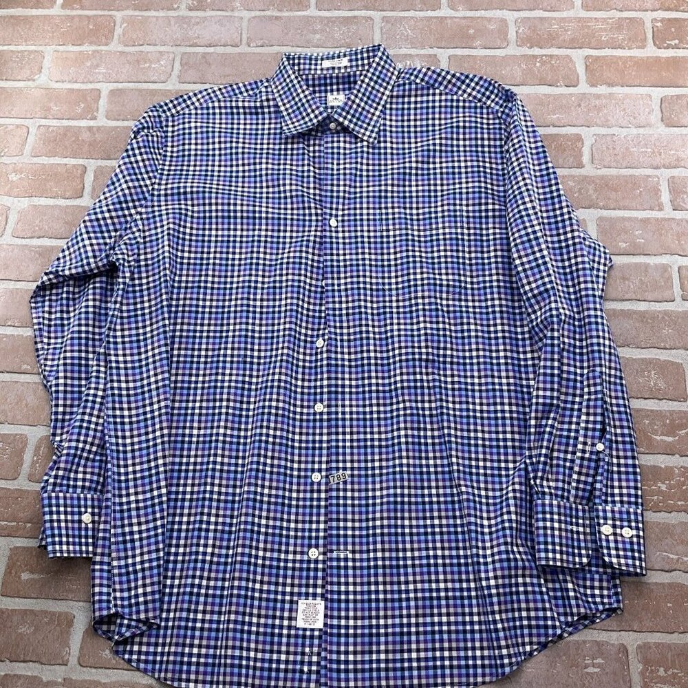Peter Millar Shirt Men XLarge Blue Purple Check Gingham Cotton Classic‎ Casual